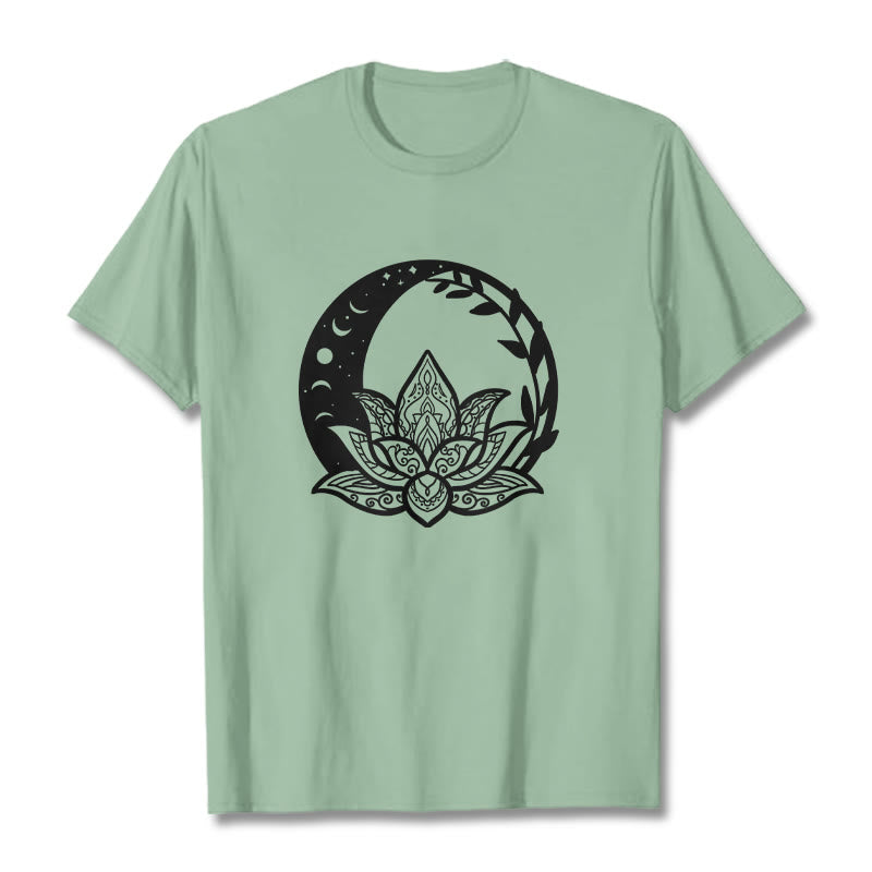 Buddha Stones Lotus Flower Sun Moon Intertwining Vines Tee T-shirt - PaleGreen - 2XL - image 15