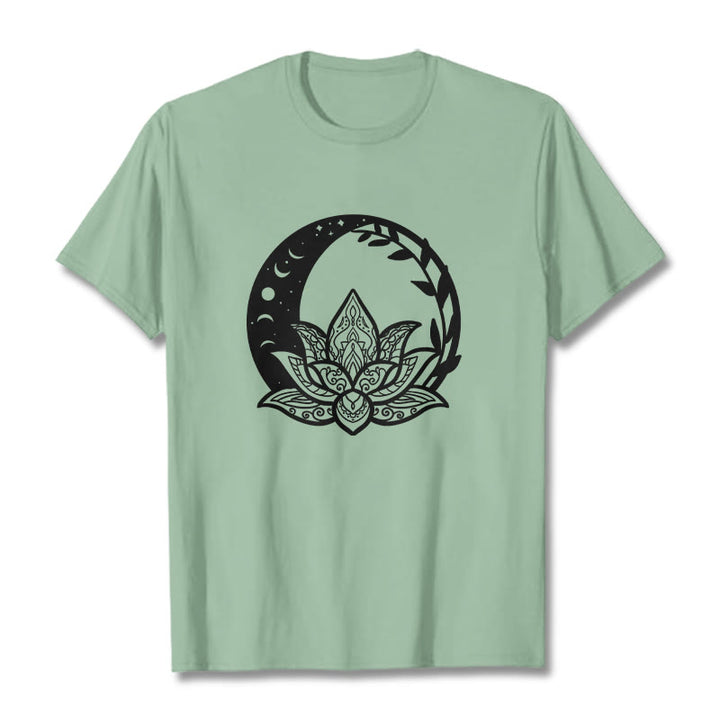 Buddha Stones Lotus Flower Sun Moon Intertwining Vines Tee T-shirt - PaleGreen - 2XL - image 15