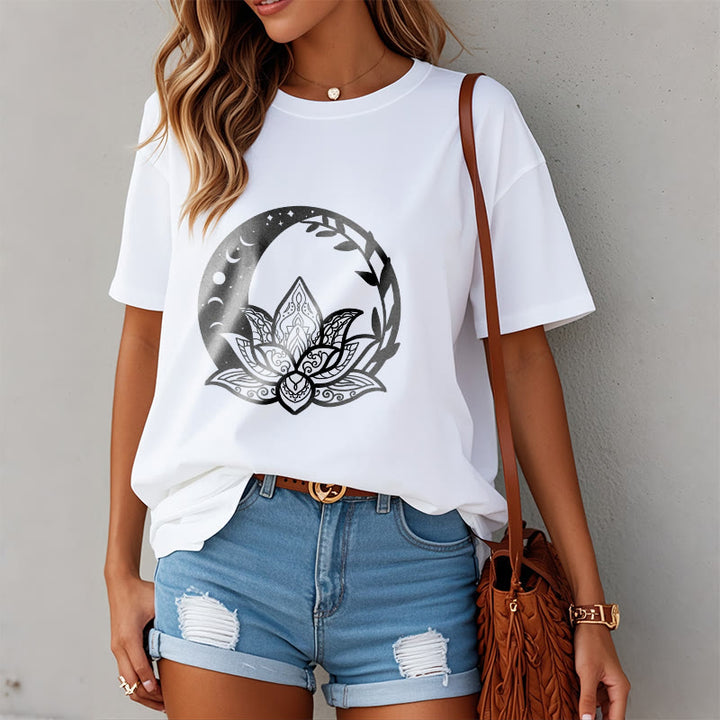 Buddha Stones Lotus Flower Sun Moon Intertwining Vines Tee T-shirt - image 3