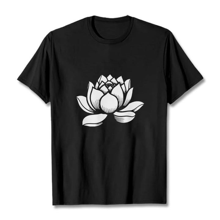 Buddha Stones Lotus Flower Design Tee T-shirt - Black - 2XL - image 4