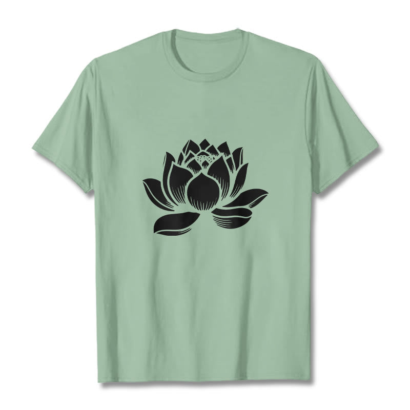 Buddha Stones Lotus Flower Design Tee T-shirt - PaleGreen - 2XL - image 15