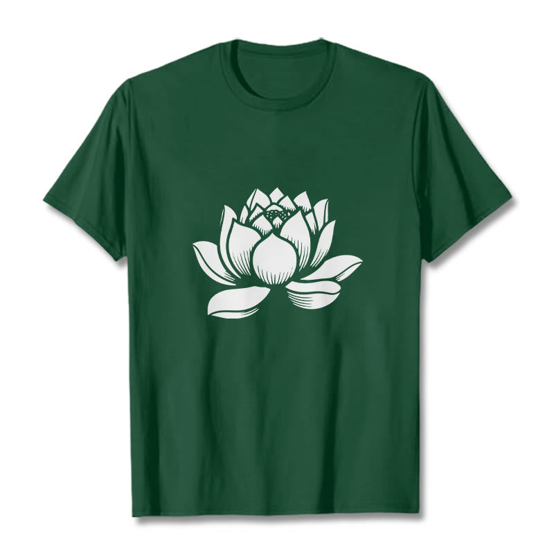 Buddha Stones Lotus Flower Design Tee T-shirt - ForestGreen - 2XL - image 1