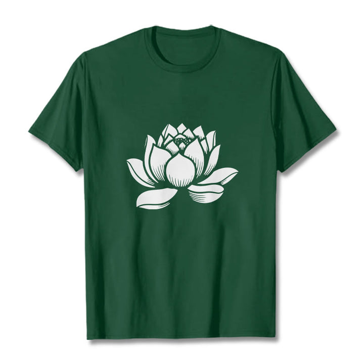 Buddha Stones Lotus Flower Design Tee T-shirt - ForestGreen - 2XL - image 1