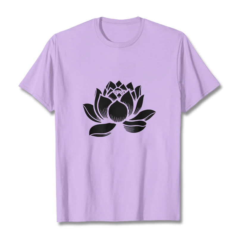 Buddha Stones Lotus Flower Design Tee T-shirt - Plum - 2XL - image 17