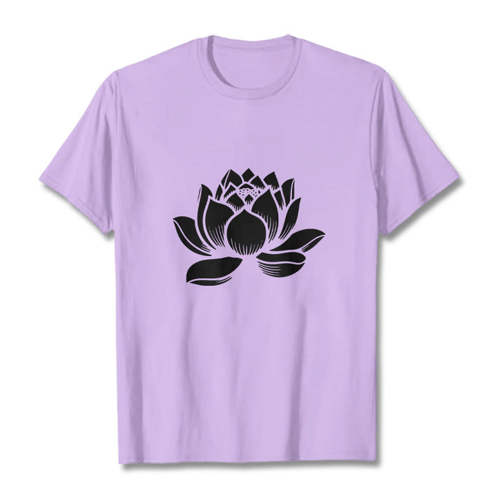 Buddha Stones Lotus Flower Design Tee T-shirt - Plum - 2XL - image 17