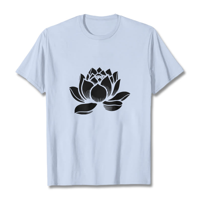 Buddha Stones Lotus Flower Design Tee T-shirt - LightCyan - 2XL - image 19