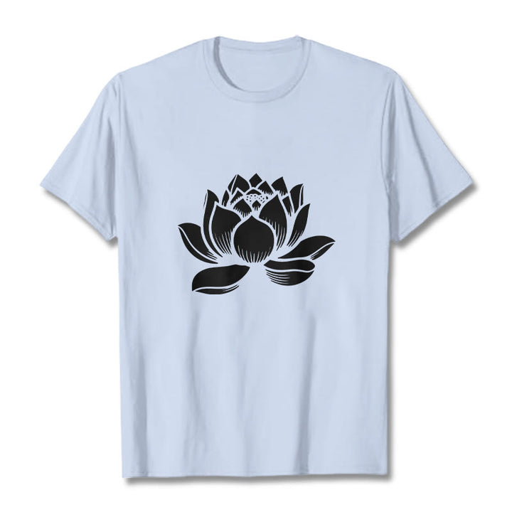 Buddha Stones Lotus Flower Design Tee T-shirt - LightCyan - 2XL - image 19