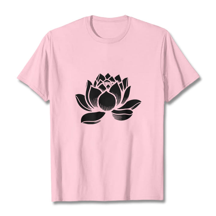 Buddha Stones Lotus Flower Design Tee T-shirt - LightPink - 2XL - image 13