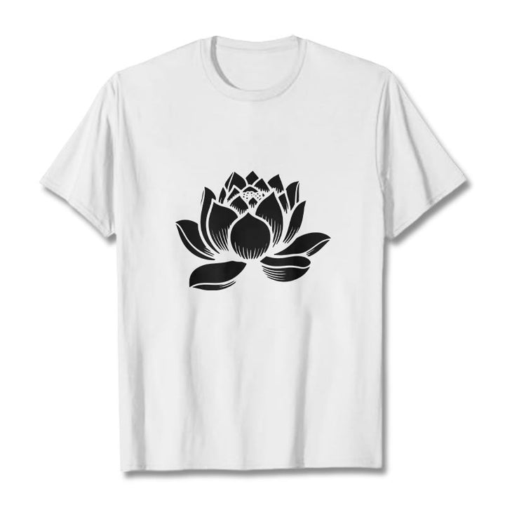 Buddha Stones Lotus Flower Design Tee T-shirt - White - 2XL - image 8