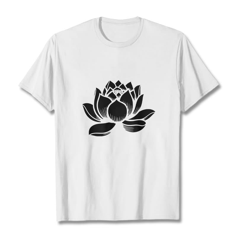 Buddha Stones Lotus Flower Design Tee T-shirt - White - 2XL - image 8