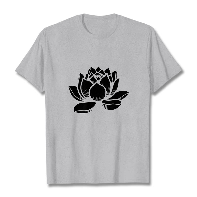 Buddha Stones Lotus Flower Design Tee T-shirt - LightGrey - 2XL - image 20