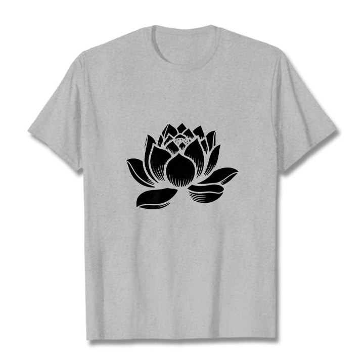 Buddha Stones Lotus Flower Design Tee T-shirt - LightGrey - 2XL - image 20