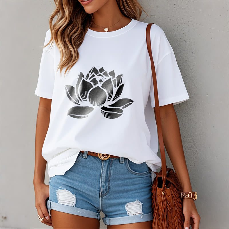 Buddha Stones Lotus Flower Design Tee T-shirt - image 10