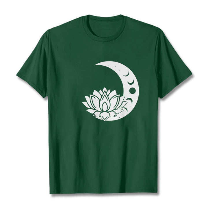 Buddha Stones Crescent Moon Lotus Flower Sun Tee T-shirt - ForestGreen - 2XL - image 11