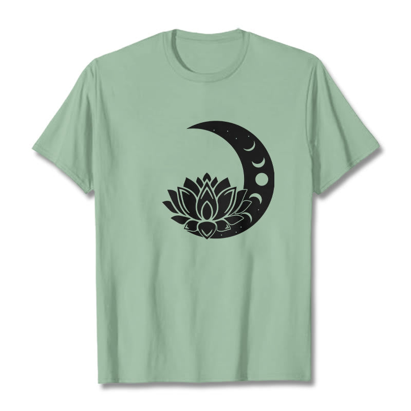 Buddha Stones Crescent Moon Lotus Flower Sun Tee T-shirt - PaleGreen - 2XL - image 15
