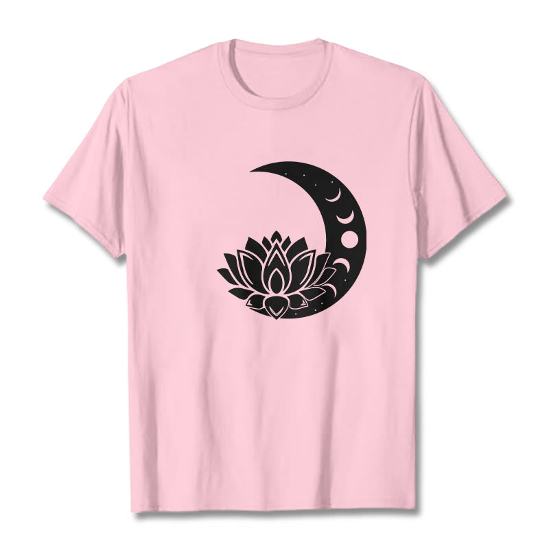 Buddha Stones Crescent Moon Lotus Flower Sun Tee T-shirt - LightPink - 2XL - image 13