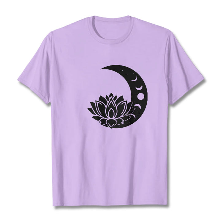 Buddha Stones Crescent Moon Lotus Flower Sun Tee T-shirt - Plum - 2XL - image 17