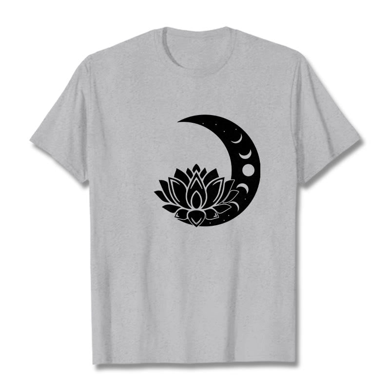 Buddha Stones Crescent Moon Lotus Flower Sun Tee T-shirt - LightGrey - 2XL - image 20