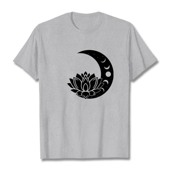 Buddha Stones Crescent Moon Lotus Flower Sun Tee T-shirt - LightGrey - 2XL - image 20