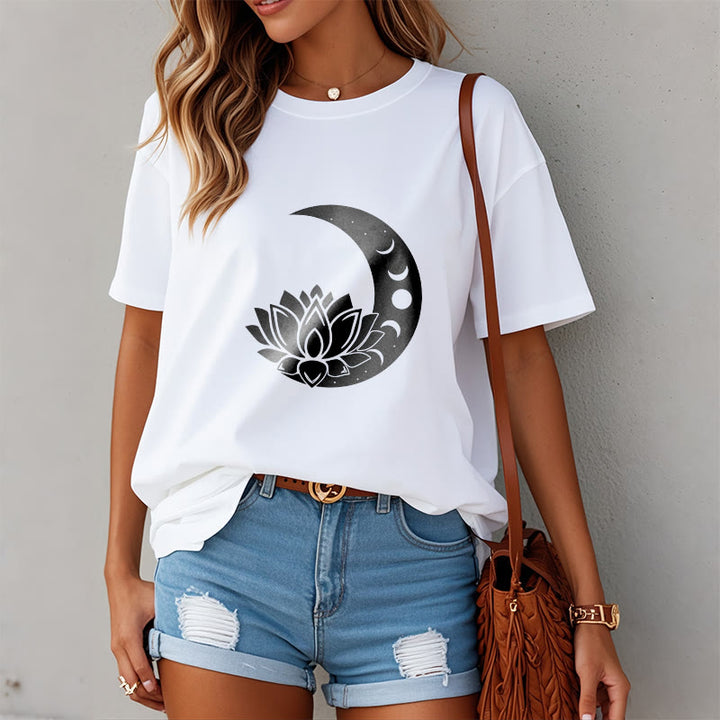 Buddha Stones Crescent Moon Lotus Flower Sun Tee T-shirt - image 3
