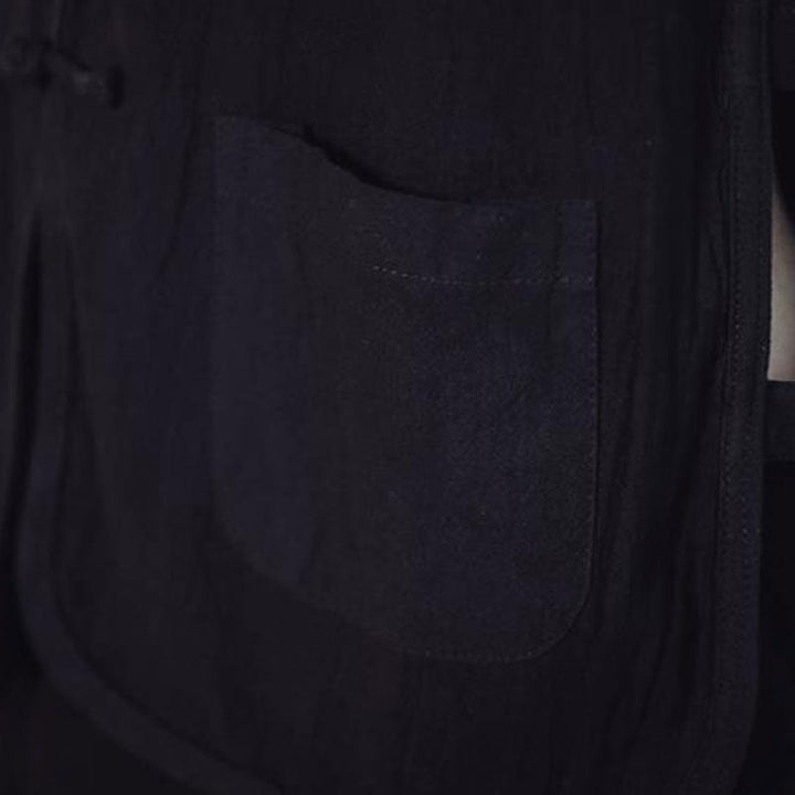 Buddha Stones Casual Chinese Frog-Button Men's Cotton Vest Waistcoat With Pockets