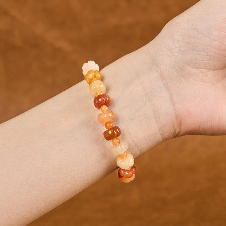 Buddha Stones Golden Silk Jade Pumpkin Beads Wealth Luck Bracelet