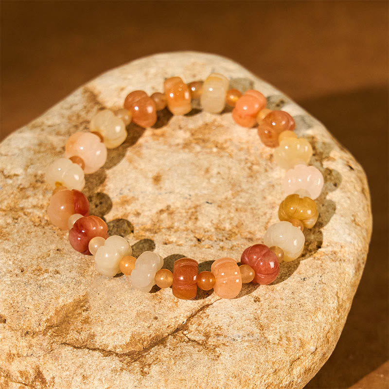 Buddha Stones Golden Silk Jade Pumpkin Beads Wealth Luck Bracelet