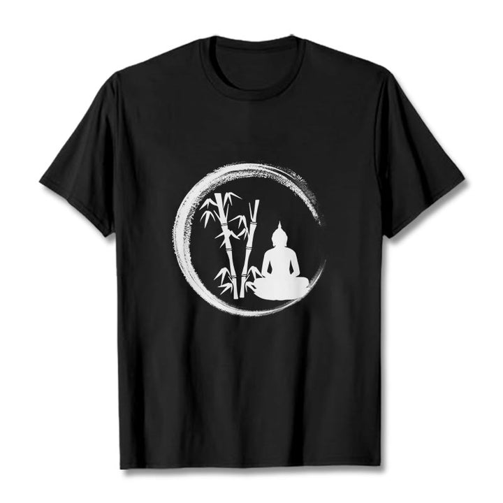 Buddha Stones Zen Buddha Statue Sitting Bamboo Meditation Tee T-shirt - Black - 2XL - image 1