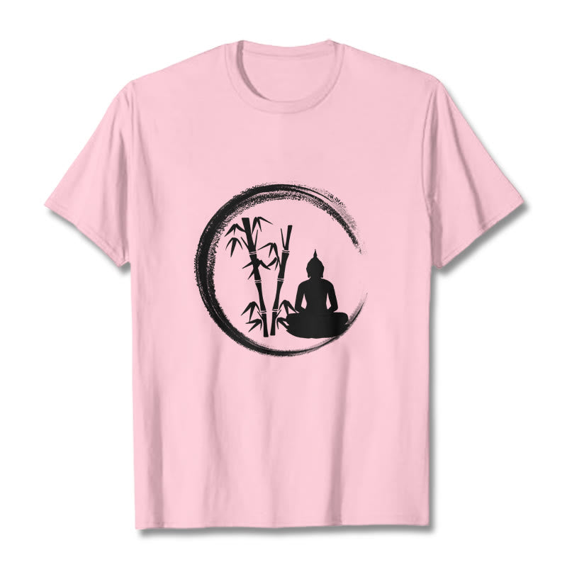 Buddha Stones Zen Buddha Statue Sitting Bamboo Meditation Tee T-shirt - LightPink - 2XL - image 13
