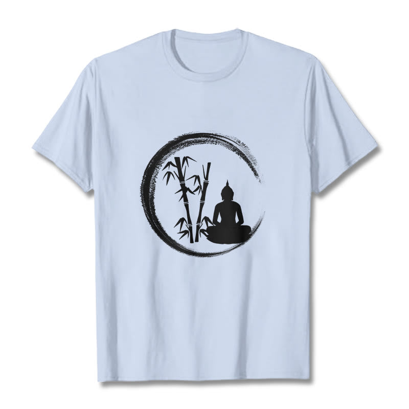 Buddha Stones Zen Buddha Statue Sitting Bamboo Meditation Tee T-shirt - LightCyan - 2XL - image 19
