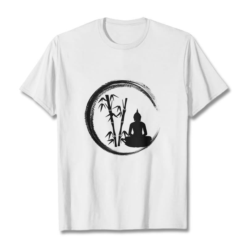 Buddha Stones Zen Buddha Statue Sitting Bamboo Meditation Tee T-shirt - White - 2XL - image 6