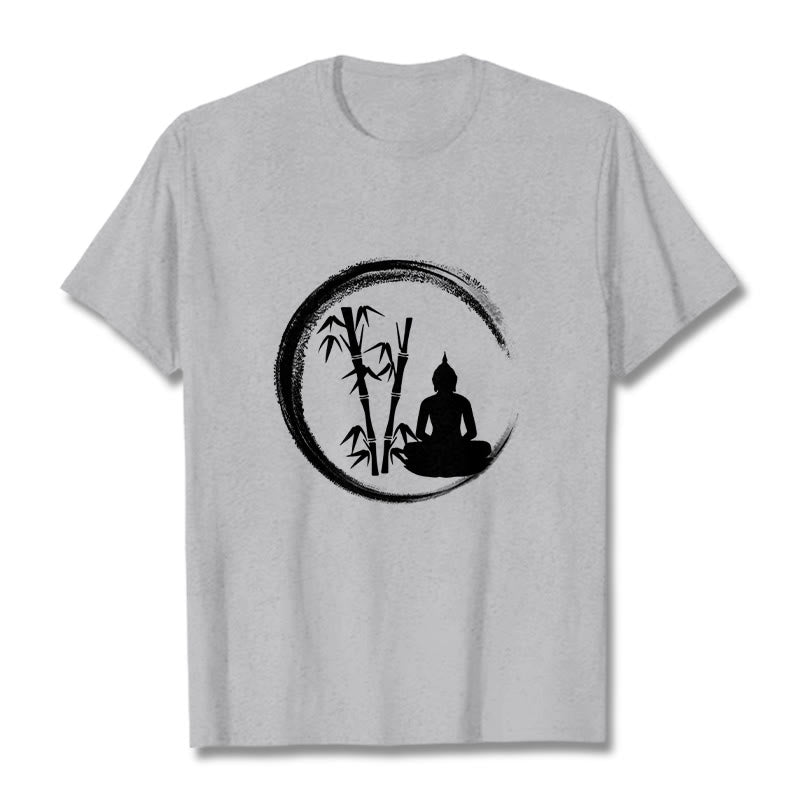 Buddha Stones Zen Buddha Statue Sitting Bamboo Meditation Tee T-shirt - LightGrey - 2XL - image 20