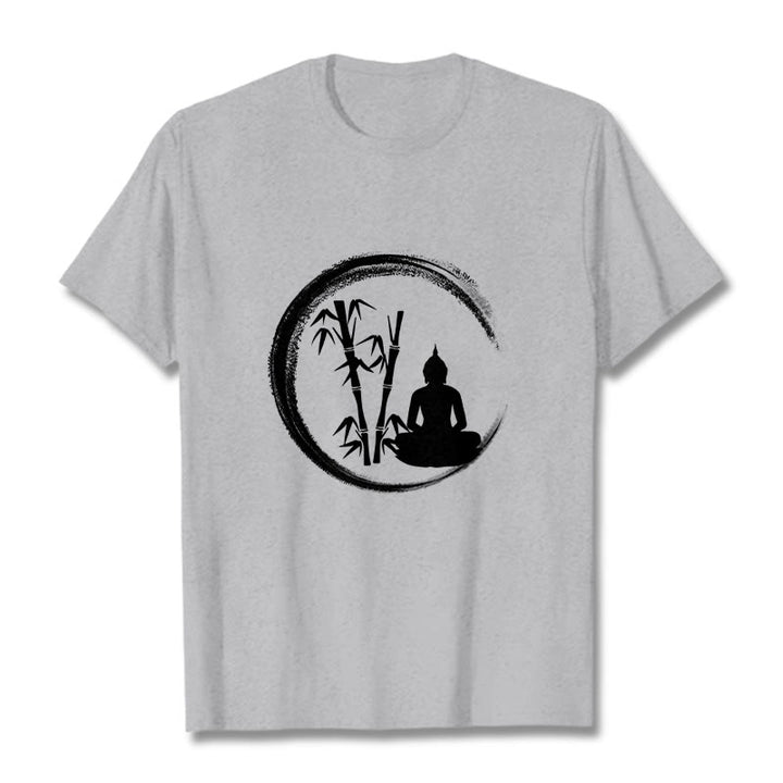 Buddha Stones Zen Buddha Statue Sitting Bamboo Meditation Tee T-shirt - LightGrey - 2XL - image 20