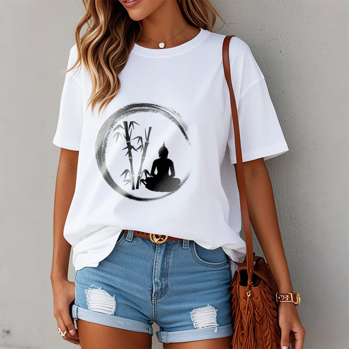 Buddha Stones Zen Buddha Statue Sitting Bamboo Meditation Tee T-shirt - image 7