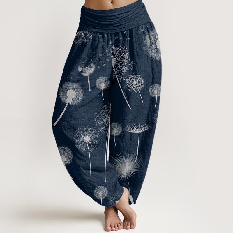 Buddha Stones Casual Dandelion Pattern Women's Elastic Waist Harem Pants - MidnightBlue - US22,UK/AU26,EU54 (6XL) - image 5