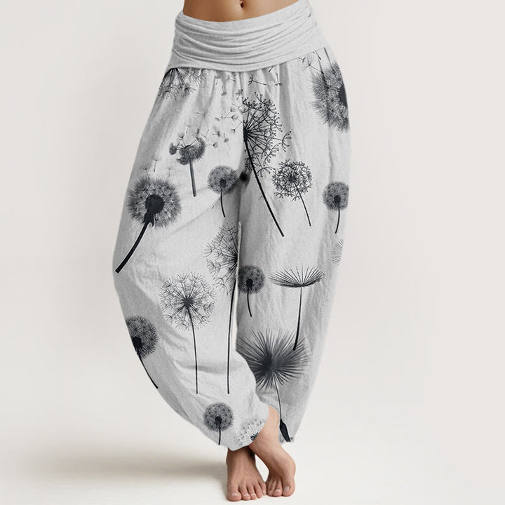 Buddha Stones Casual Dandelion Pattern Women's Elastic Waist Harem Pants - WhiteSmoke - US22,UK/AU26,EU54 (6XL) - image 8