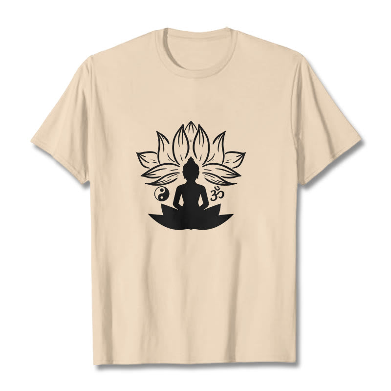 Buddha Stones Om Yin Yang Buddha Statue Sitting Lotus Meditation Tee T-shirt - Bisque - 2XL - image 9