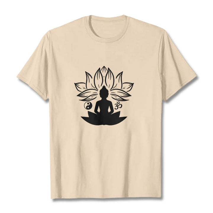 Buddha Stones Om Yin Yang Buddha Statue Sitting Lotus Meditation Tee T-shirt - Bisque - 2XL - image 9