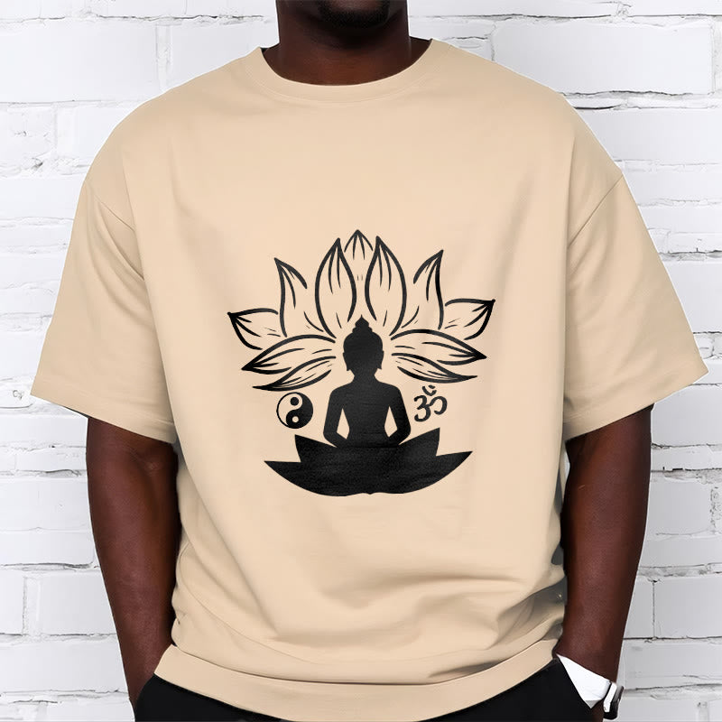 Buddha Stones Om Yin Yang Buddha Statue Sitting Lotus Meditation Tee T-shirt - image 10