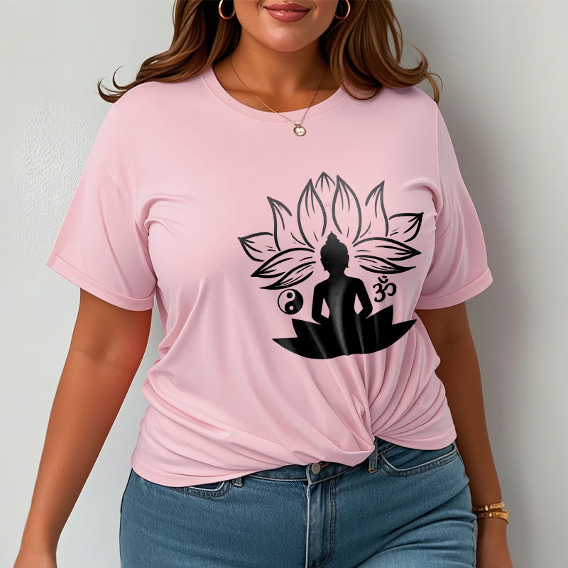 Buddha Stones Om Yin Yang Buddha Statue Sitting Lotus Meditation Tee T-shirt - image 14