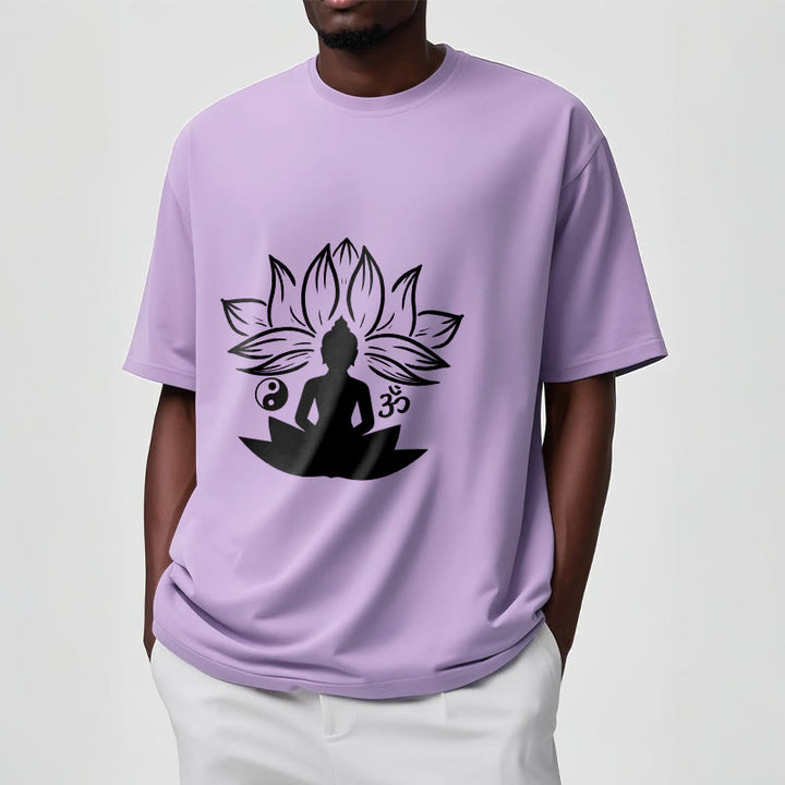 Buddha Stones Om Yin Yang Buddha Statue Sitting Lotus Meditation Tee T-shirt - image 18