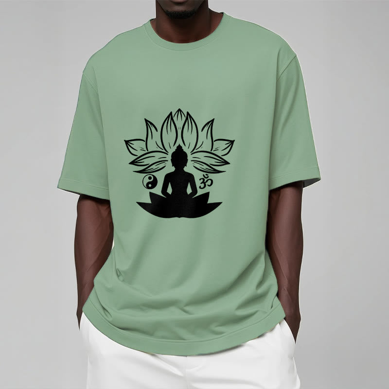 Buddha Stones Om Yin Yang Buddha Statue Sitting Lotus Meditation Tee T-shirt - image 16