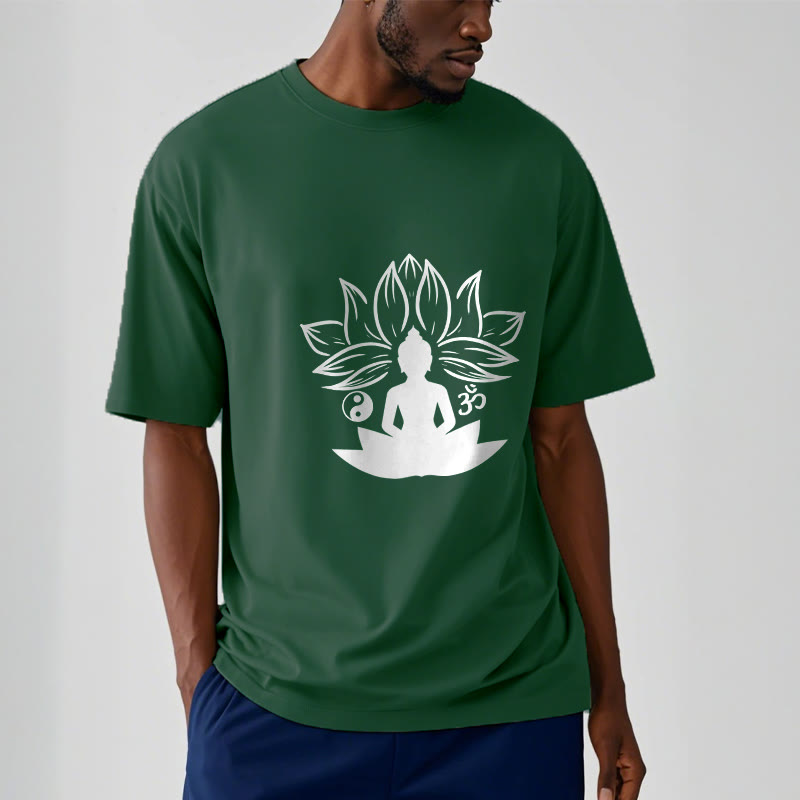 Buddha Stones Om Yin Yang Buddha Statue Sitting Lotus Meditation Tee T-shirt - image 12