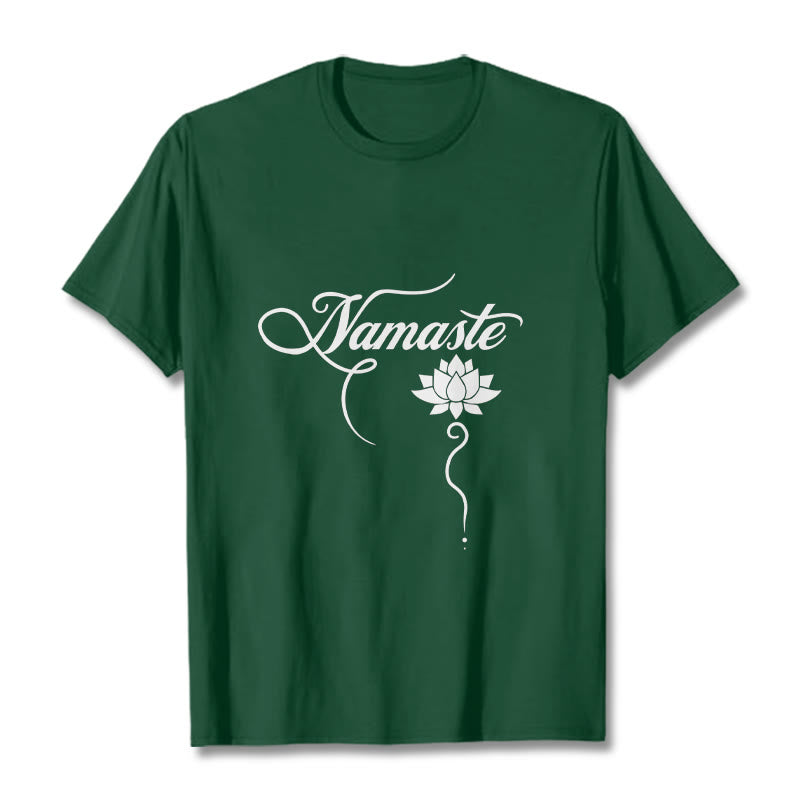 Buddha Stones HELLO Hindi Lotus Tee T-shirt - ForestGreen - 2XL - image 1