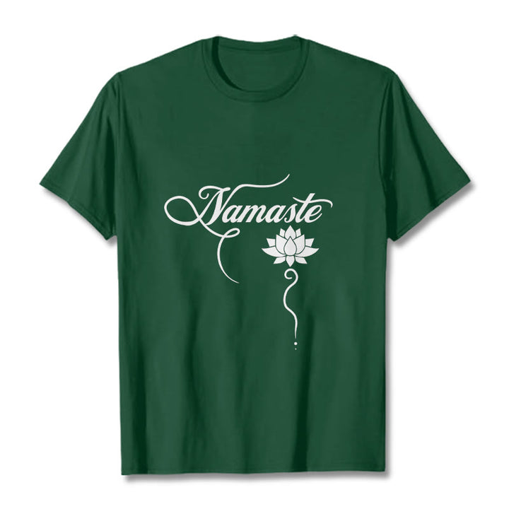 Buddha Stones HELLO Hindi Lotus Tee T-shirt - ForestGreen - 2XL - image 1