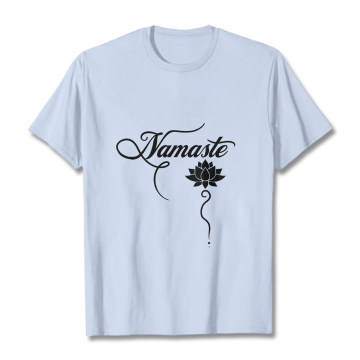 Buddha Stones HELLO Hindi Lotus Tee T-shirt - LightCyan - 2XL - image 19