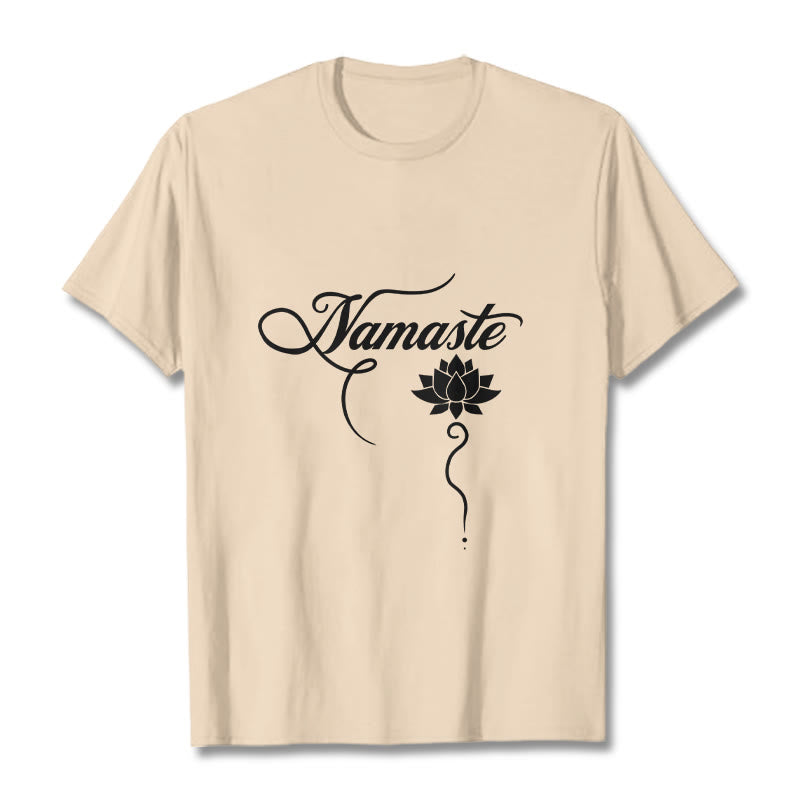 Buddha Stones HELLO Hindi Lotus Tee T-shirt - Bisque - 2XL - image 11