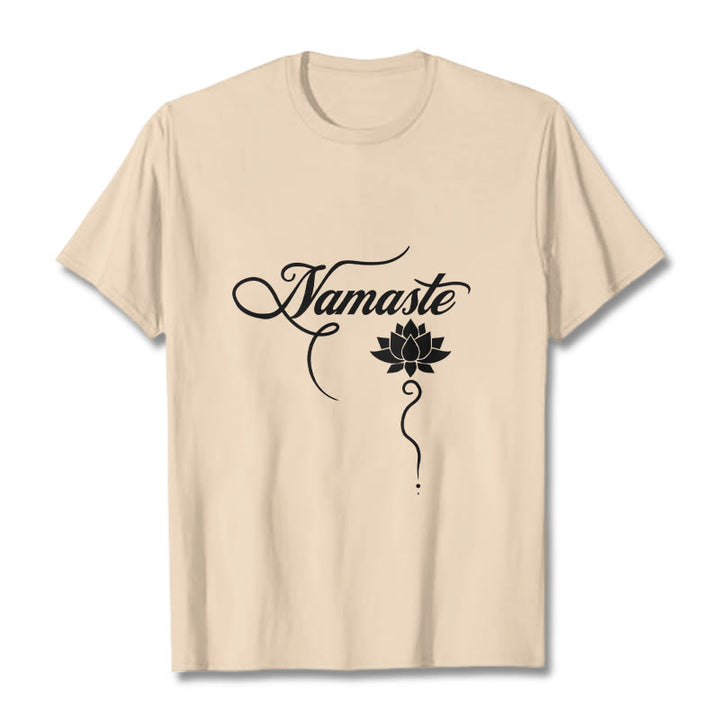 Buddha Stones HELLO Hindi Lotus Tee T-shirt - Bisque - 2XL - image 11