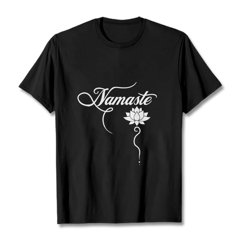 Buddha Stones HELLO Hindi Lotus Tee T-shirt - Black - 2XL - image 4