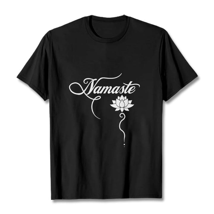 Buddha Stones HELLO Hindi Lotus Tee T-shirt - Black - 2XL - image 4